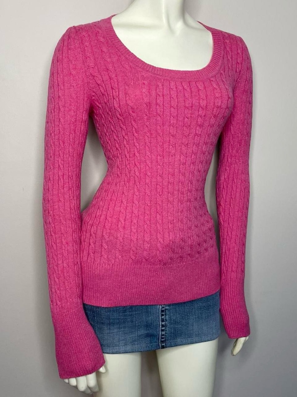 Vintage Y2K guava pink cable sweater by Eddie Bauer